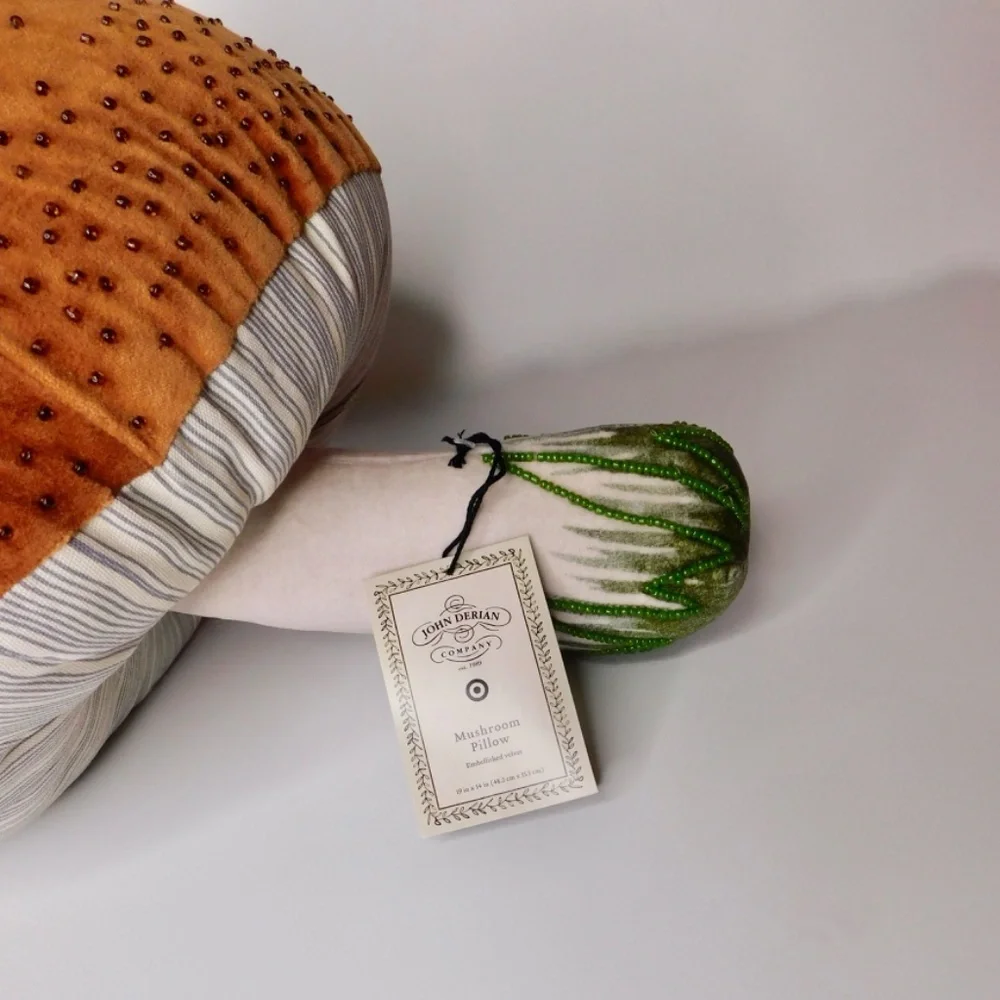 Plush Mushroom Accent Pillow in Brown and Cream